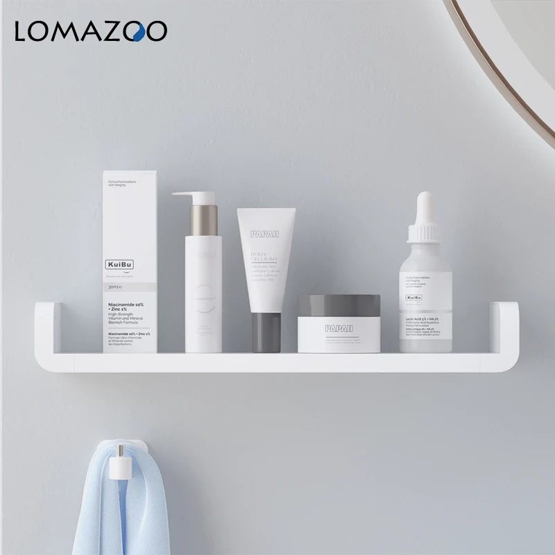 Bathroom Kitchen Storage Rack Waterproof Debris Wall Wall-Mounted Tray White Self-Adhesive Free Punching | Обустройство дома