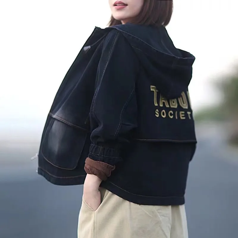 Большой размер Осень стиль Ковбойское короткое пальто Женская Универсальная Мода