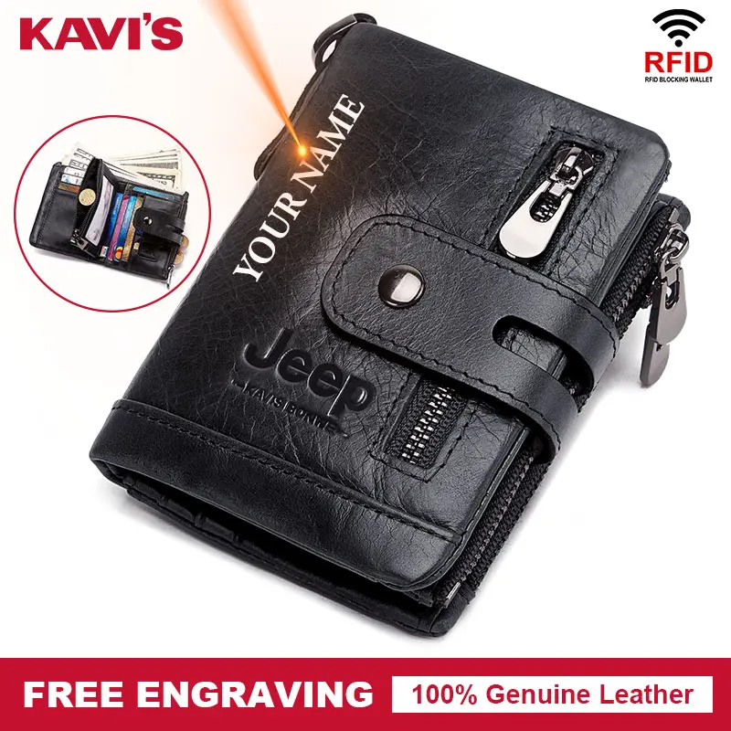Men Wallet Chain Card-Holder Coin-Purse PORTFOLIO Free-Engraving-Cowhide Male Mini Genuine-Leather