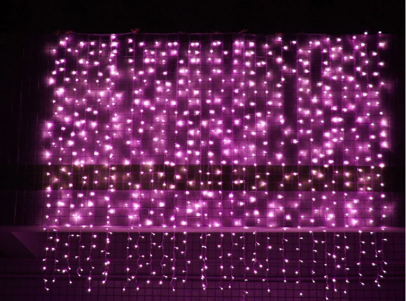 3 м x 3 м 300 светодиодов для улицы, дома, рождества, декоративные рождественские гирлянды, сказочные занавески, полосы, гирлянды, вечерние гирлянды для свадебных украшений - Испускаемый цвет: Розовый