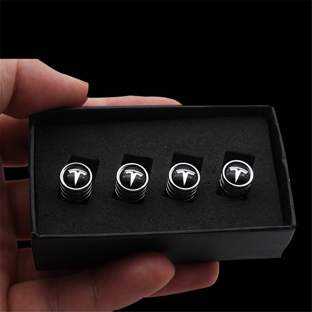 Колпачки клапанов для Tesla Model 3 X S 4 шт. углеродное волокно + сплав цинка Стайлинг