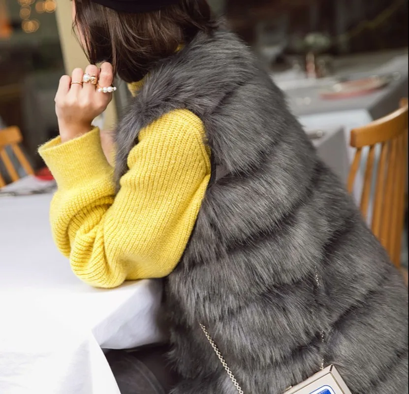 Vetement Winter Women's Faux Fur Coat Oversize Fluffy Jacket Slim Fluffy Fluffy Vest Preppy Style Vest Wild Furvest AW320