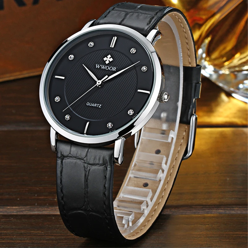 WWOOR 2022 Men Watch Top Brand Classic Luxury Leather Band Quartz Minimalist Sports Fashion Waterproof Wristwatches Reloj Hombre 2