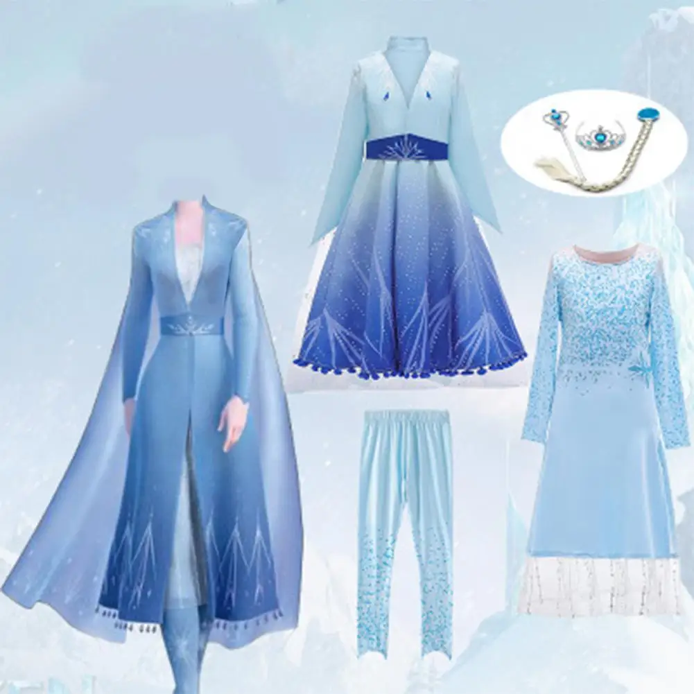 Kuulee девушка мода прекрасный «Холодное сердце» 2 платья Эльзы платье принцессы леггинсы для вечерние производительность