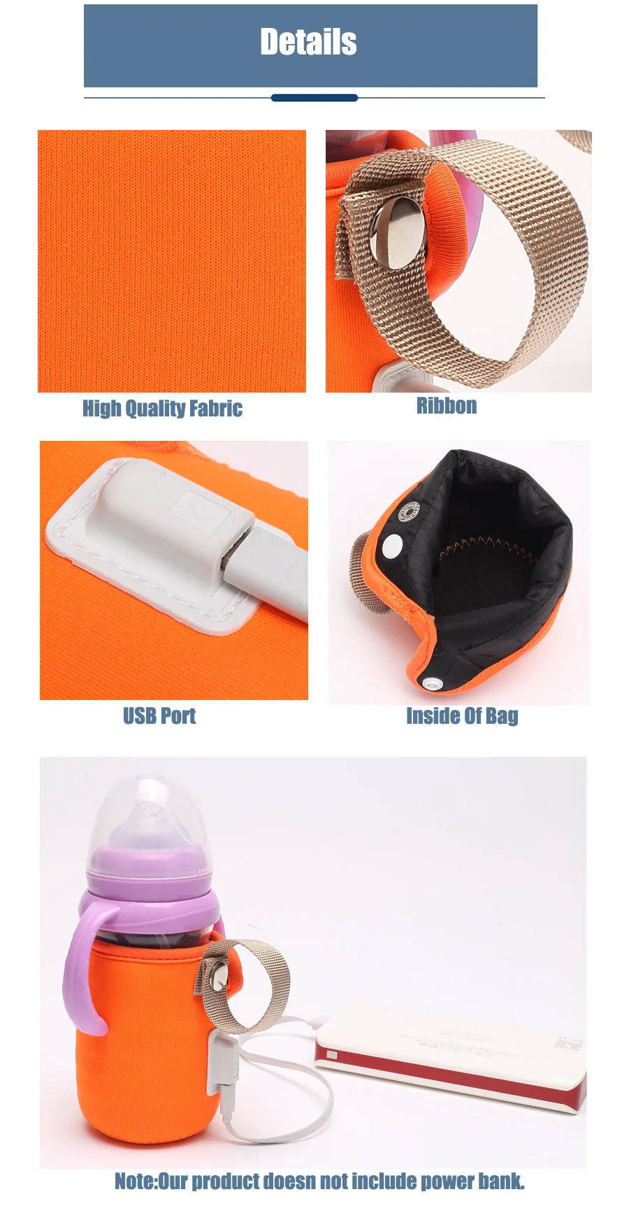 Открытый водонагреватель для новорожденных с молоком, USB, бутылочка для кормления, нагревательный набор, детская бутылочка, портативная противоскальзывающая противоскользящая изоляционная сумка