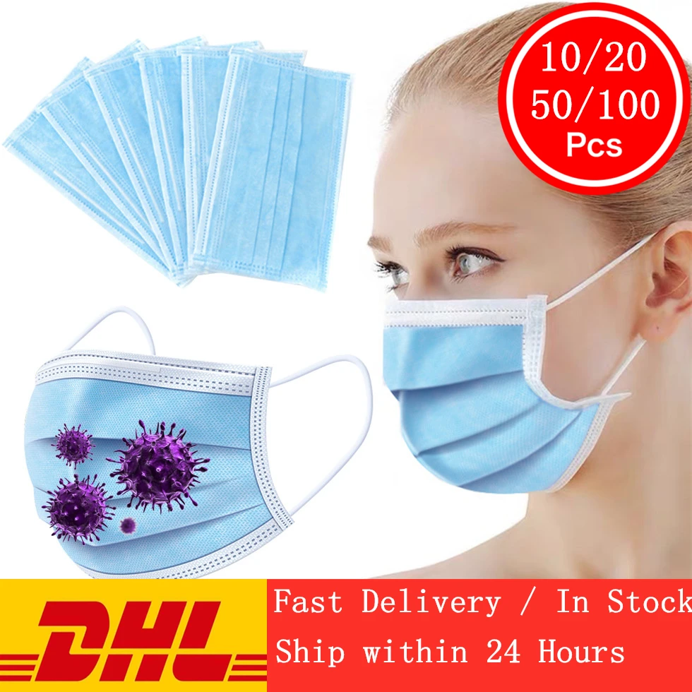 

100PCS Mouth Masks Anti Dust Face Mask Disposable Mask Filter 3-laye Anti-Dust Meltblown Cloth Masks Earloops Masks DMMASK