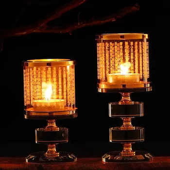 

Compassion Crystal Lotus Ghee Lamp Holder with Windproof Lampshade Buddha Light Buddha Lamp Bracket Household Candlestick Orname