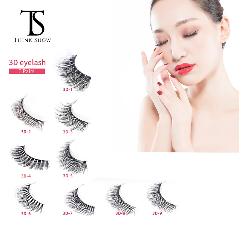 THINKSHOW 3D 3 Pairs Fake Lashes 8-12mm Luxurious 3D Natural Long False Eyelashes Profession False Eyelashes Makeup Handmade THINKSHOW 3D 3 Pairs Fake Lashes 8-12mm Luxurious 3D Natural Long False Eyelashes Profession False Eyelashes Makeup Handmade