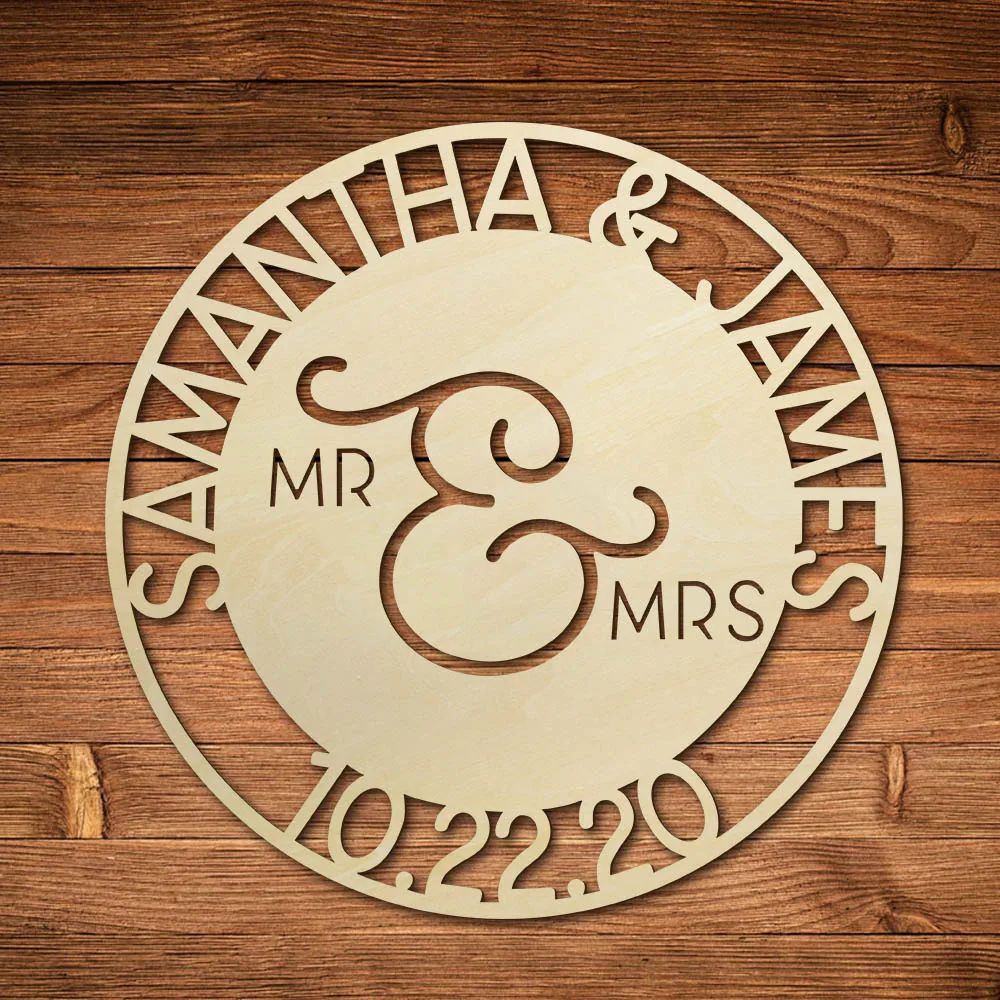 Ampersand Family Custom Mr and Mrs Wood Wall Sign Home Decor Rustic