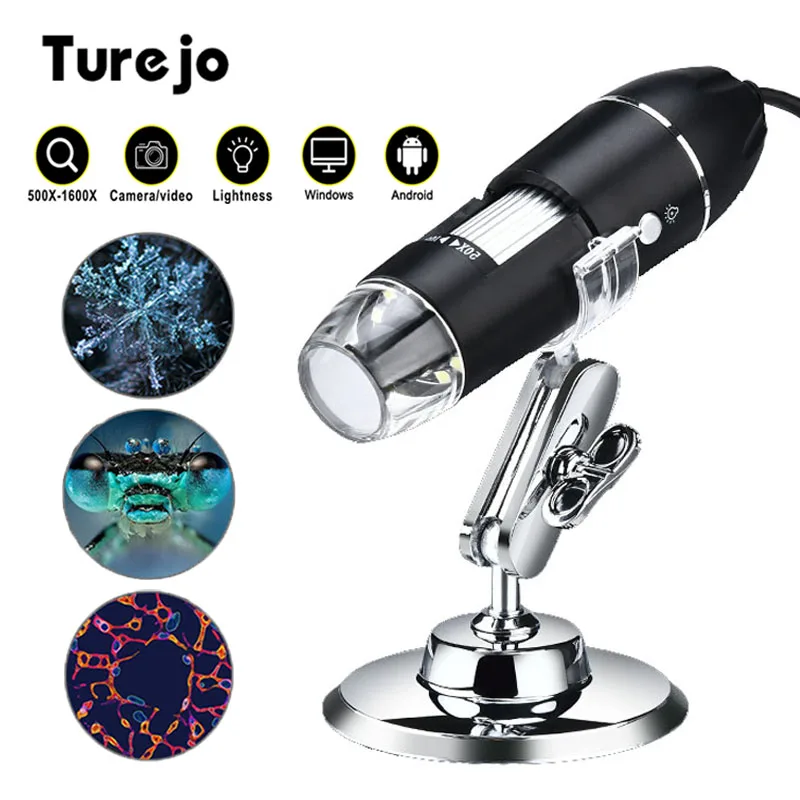 Регулируемый 1600X светодиодный цифровой микроскоп камера Type C/Micro USB Zoom Лупа эндоскоп Электронный USB микроскоп для пайки|Микроскопы| | АлиЭкспресс