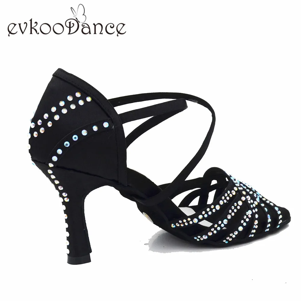 Evkoodance Zapatos De Baile Professional/черные женские танцевальные туфли на высоком каблуке