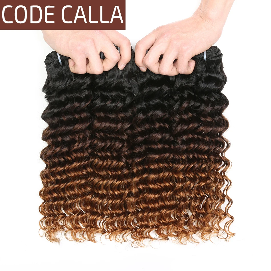 

Code Calla Malaysian Deep Wave Hair Bundles Remy Human Hair Ombre Brown Color Hair 100% Human Hair Deep Weave Bundles Extensions