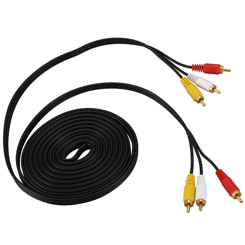Abkt-тройной 3 RCA папа-папа Аудио Видео DVD кабель ТВ АВ 4,6 м длинный черный