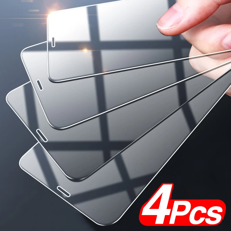 Закаленное стекло с полным покрытием 4 шт. для iPhone 11 Pro X XR XS 12 13 Max Mini Защита экрана 6