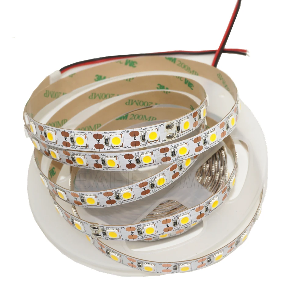 

DC5V 5m/lot RGB/White color Flexible led strip light 5050 SMD Ribbon Adhesive tape TV Background lighting IP20/ IP65 waterproof