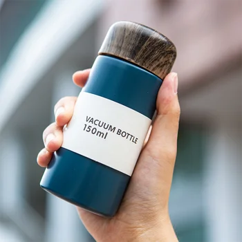 

150ml Mini Cute Wood Grain Stainless Steel Mug Small Fresh Thermos Cup Creative Portable Pocket Cup Outdoor Delicate Water Cups