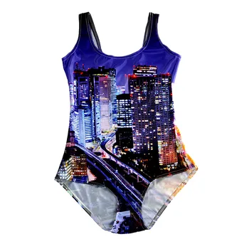 

Printing high-rise night-view sexy one-piece swimsuit women