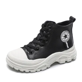 

Autumn Winter Boy Boots For Children Shoes New Boys Genuine Leather Martin Boots Student Sneakers Side Zipper Kids Snow Boots