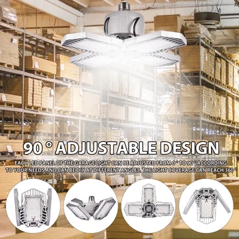 

LED Garage Light 265V Energy-saving Super Bright Industrial Lighting 90° Adjustable LED Panels Deformable High Bay Garage Lamp