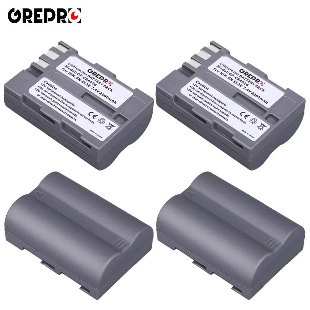 GREPRO 2000 мА/ч, EN-EL3E EN-EL3e ENEL3E RU EL3E литийионный Аккумулятор для Батарея для Nikon D300S D300 D200 D100 D50 D70 70s D80 D90 D700