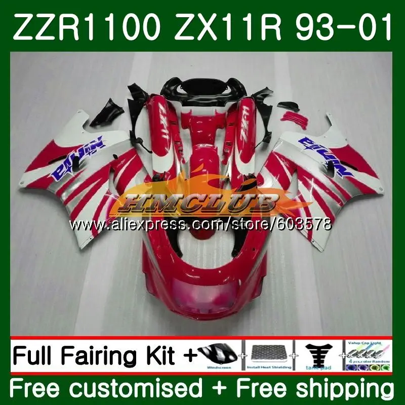 ZX11 для KAWASAKI NINJA ZX-11R 1993 1998 1999 2000 2001 29CL. 18 ZX 11R 1100 ZZR1100 ZX11R 93 98 99 00 01 обтекатель хорошее красного и белого цвета