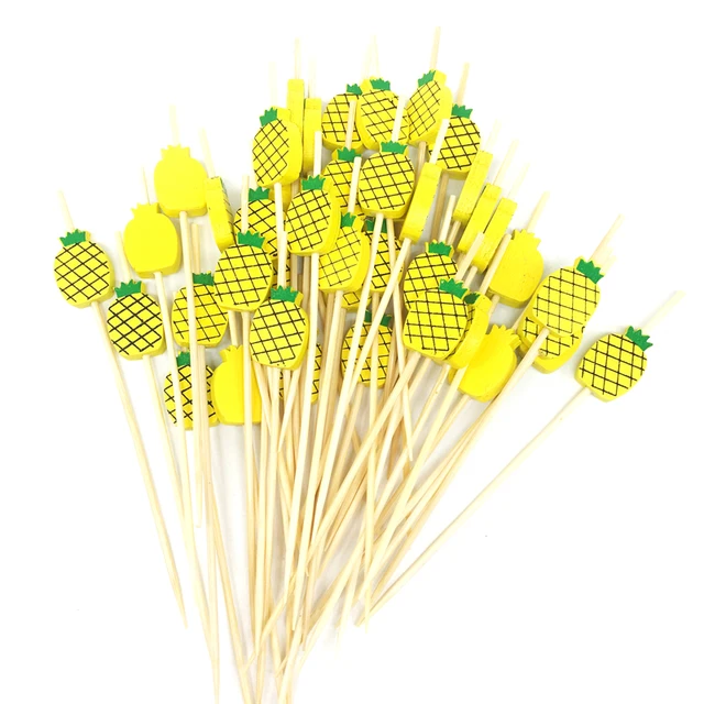 100Db 12 Cm -Es Ananászflamingo Gyümölcsvilla Botok Svédasztalos Cupcake Toppers Torta Koktél Villák Esküvői Fesztivál Party Dekorációk - Image 6