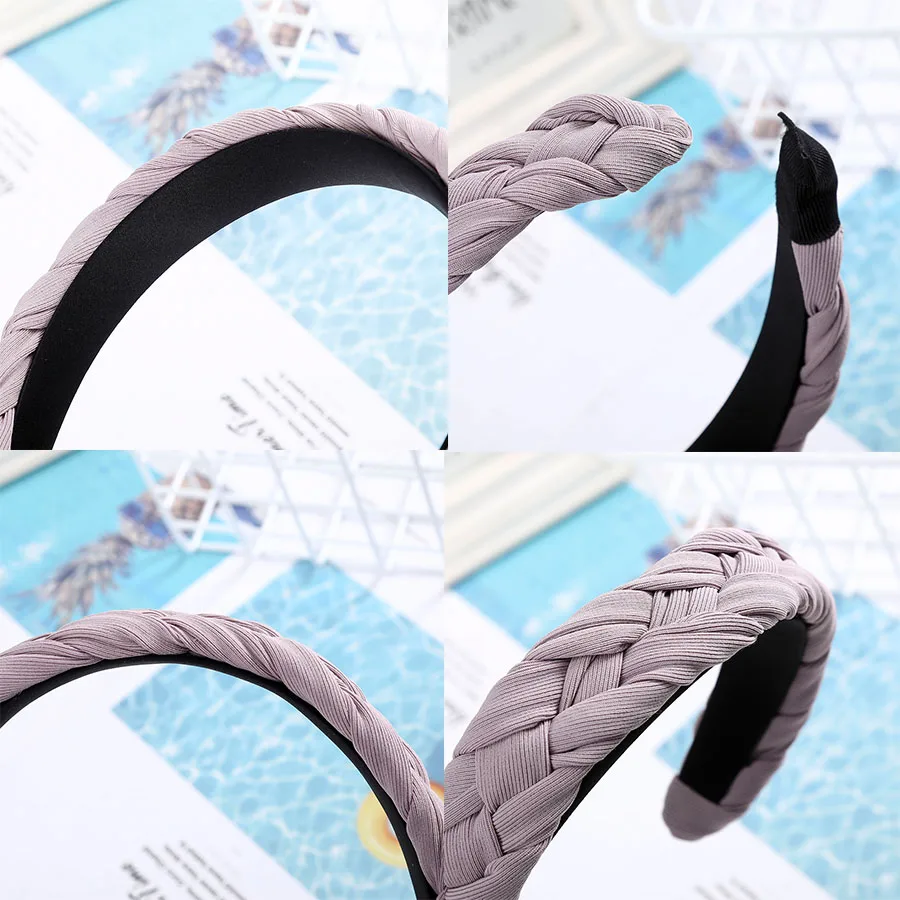 Haimeikang cкручивание плетение волос Twist weaving Hairbands повязка на голову новая мода ободок на голову головной убор женский сплошной цвет аксессуары для волос
