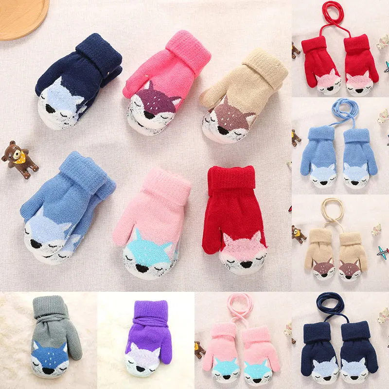 

Kids Gloves Cute Fox Gloves Fashion Comfort Winter Warm Knitted Mittens Colorful Wool Thicken Beautiful Full Finger Mittens