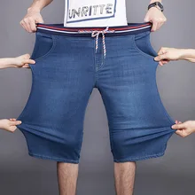 Летние популярные новые джинсовые шорты мужские свободные прямые эластичный пояс повседневные короткие джинсы мужские большие размеры 40, 42, 44, 46, 48