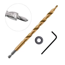 1 * broca bit com chave & localização anel de aço de alta velocidade 9.5/9mm comprimento hex/haste redonda para furadeira de furo ferramentas para trabalhar madeira