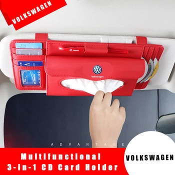 

Multifunctional Car Leather Hanging CD Card Clip Tissue Box For Volkswagen VW Polo Golf 5 6 7 Passat Touran Bora Beetle Jetta