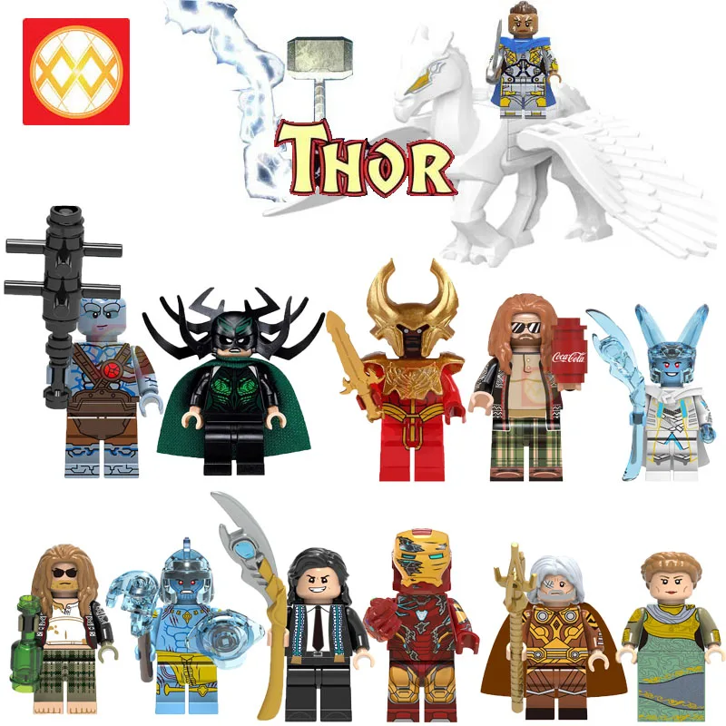 Игрушечные блоки для детей THor Hela Loki Korg Валкирия битва конь перец супергерои