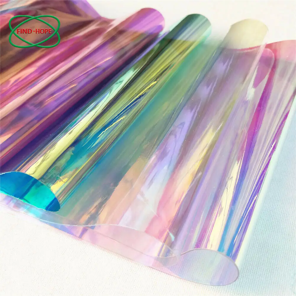 Vinyl fabric 20*30/95cm Transparent PVC Fabric Iridescent Holographic Laser Rainbow Shiny Vinyl DIY Craft