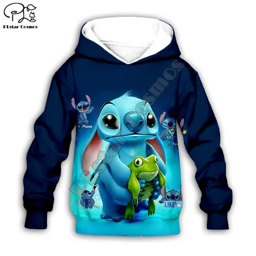Kids Hoodie Детская одежда Lilo Stitch, 3D Толстовка с капюшоном для маленьких мальчиков и девочек, пуловер с принтом, толстовка с длинными рукавами и рисунком, футболка, уличная одежда, костюм 21 - Цвет: Kids Hoodie