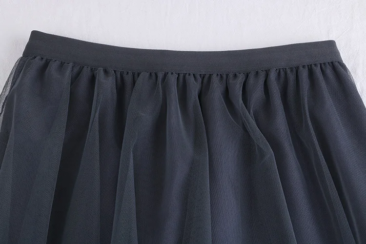 Женская плиссированная юбка-торт средней длины, однотонная Повседневная фатиновая юбка, весенне-летняя Корейская эластичная сетчатая юбка с высокой талией для женщин