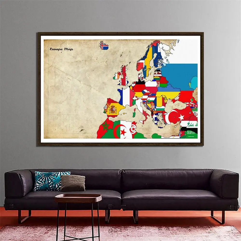 

150x225cm Vintage Wall Art Pictures Minimalism Europe Map Posters and Prints Canvas Paintings for Living Room Office Home Decor