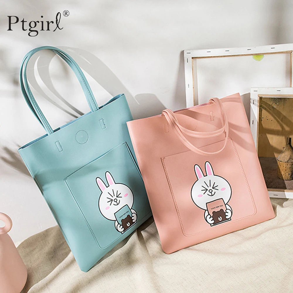 Милая мультяшная Большая вместительная сумка через плечо женская для покупок