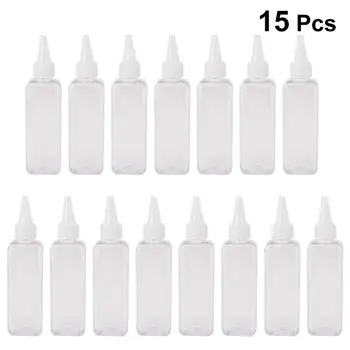 

15pcs 100ml Square Hair Dye Bottles Clear Plastic Hair Coloring Bottle Storage Bottle Pointed Mouth Container (with Clear Mouth)