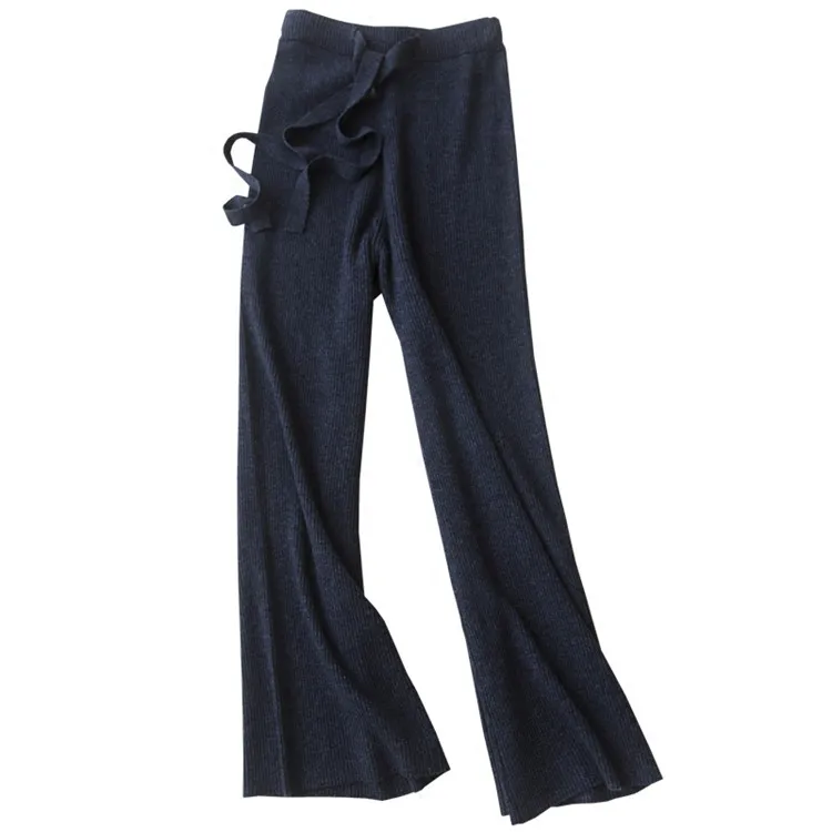 Кашемировые шерстяные женские широкие брюки с добавлением толстой вязки, длинные брюки с высокой талией, европейские размеры, S-XL, розничная, опт, на заказ