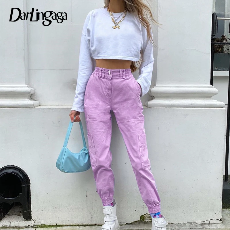 Darlingaga Streetwear Solid Pockets Cargo Pants Women Clothes Trousers Fashion Slim Elastic Waist Women's Pants Capri Pantalones Darlingaga Streetwear Solid Pockets Cargo Pants Women Clothes Trousers Fashion Slim Elastic Waist Women's Pants Capri Pantalones