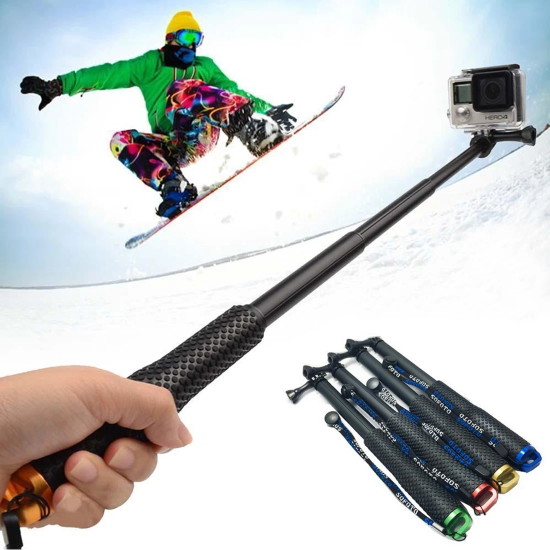 

Handheld Extendable Pole monopod Selfie Stick for GoPro 6 7 HERO4 Session HERO 5 4 3+ 3 2 1 SJ4000 Accessories