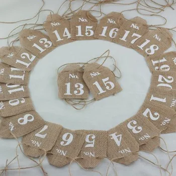 

Rustic Decor Burlap Wedding Table Numbers Vinatge Country Weddding Table Decoration Mariage Centerpieces 1-20 Table Number