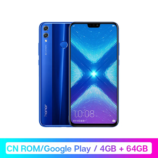 Смартфон Google Play Honor 8X8 X с глобальной ПЗУ, 4 Гб ОЗУ, 64 ГБ/128 ГБ, Восьмиядерный процессор Kirin 710, 6,5 дюйма, 20 МП, двойная тыловая камера, мобильный телефон OTA Промокод: newyear1200/ Промокод: newyear600 - Цвет: 4GB 64G  Blue