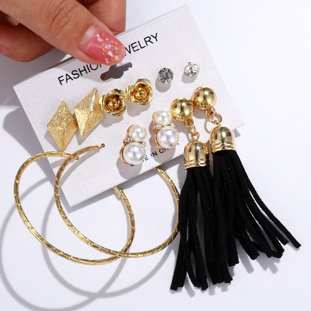 Tassel Earrings For Women Boho Acrylic Earrings Crystal Set Long Shell Stud Earring 2020 Brincos Female Fashion Jewelry