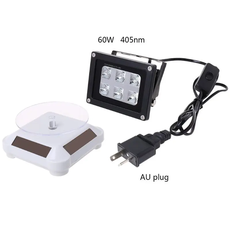 Lâmpada de Energia Novo Led Resina Cura Luz Solar Turntable Eua - Reino Unido ue au Plug 100-260v 60w 405nm uv 8 Cheap Peças e acessórios em 3D