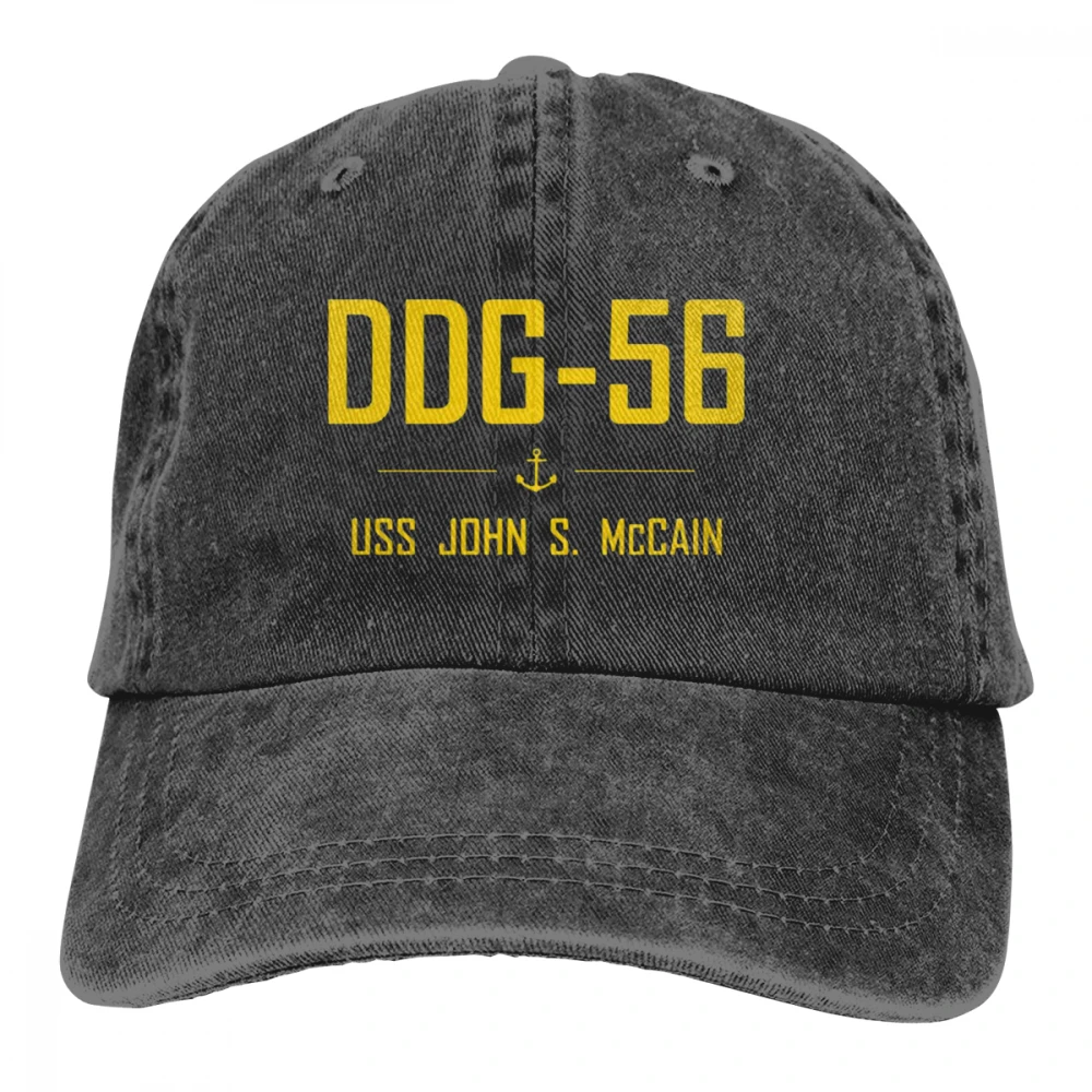 DDG-56 USS John S McCain Casquette Черная мужская и женская джинсовая бейсболка с ремешком