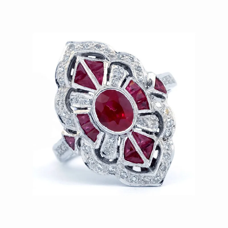 Женское кольцо с красным кристаллом классические обручальные кольца фианитами