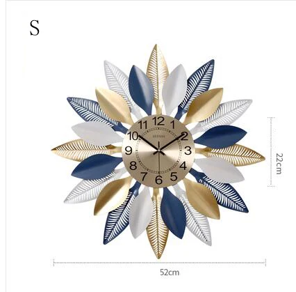 Современные настенные часы из кованого железа в скандинавском стиле, украшения для отеля, дома, гостиной, художественные часы, декоративные немые 3D настенные наклейки, фреска - Цвет: style1--S