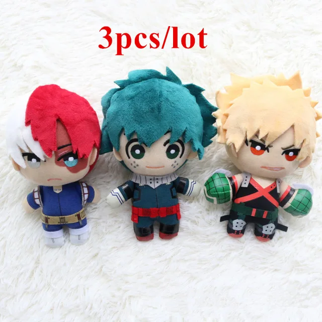 3pcs 15cm toy Аниме My Hero Academy Izuku Midoriya Katsuki Bakugou Shouto Todoroki плюшевые кулоны милые подвесные игрушки мягкие куклы подарок - Цвет: 3pcs 15cm toy