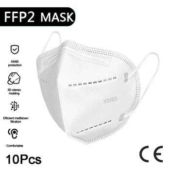 

10 Pcs FFP2 KN95 Mascarillas CE Health Filtering Facial Face Masks Safety Breathable Earloop Disposable 95% Mouth Mask For Face